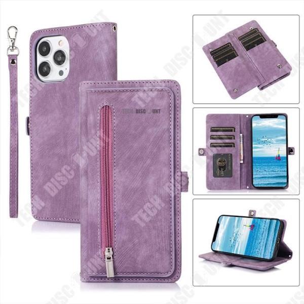 TD® Etui med lynlås til iPhone 12 Pro Max med både lange og korte snore Flere kortlommer Funktion for sup