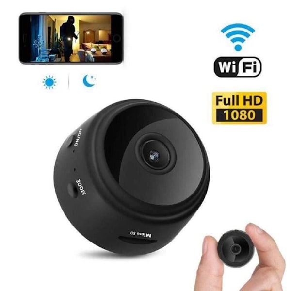 HD 1080P Wifi Spy Camera Remote Night Vision - TK Svart