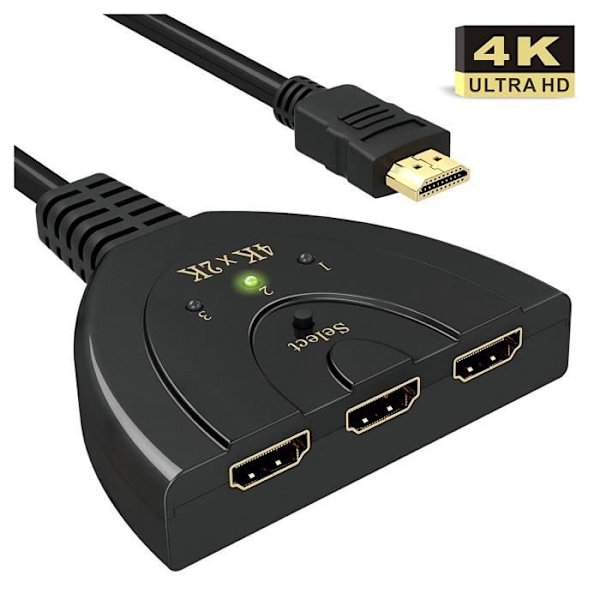 HDMI-switch - Ej specificerad - 4K - 3 portar - Stöder 3D - Ingen strömkabel krävs