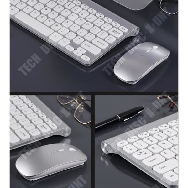 Ensemble tangentbord och mus QWERT INN® trådlös ultra-tunn tyst ergonomisk design för bärbar dator