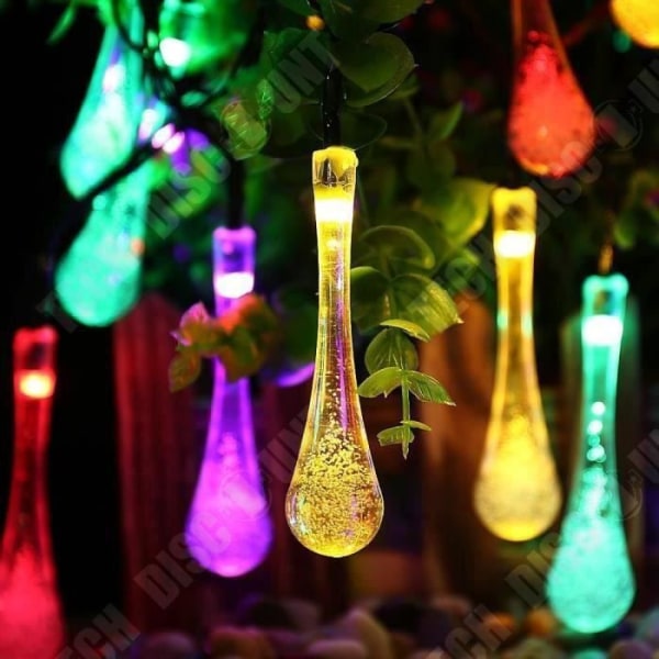TD® Solar Teardrop String Lights Utomhusljus 4,8 m 20 lysdioder 8 lägen för fest (flerfärgad)