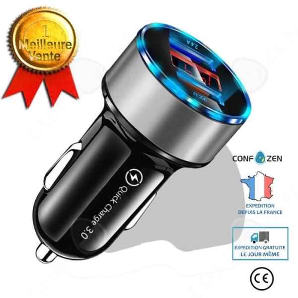 Syttyjän latauslaite - CONFO - 3.1A - Kaksois-USB - LCD-näyttö - Yhteensopiva 12-24V