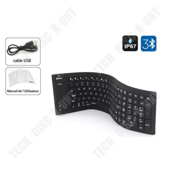 Bluetooth-tangentbord QWERT TD® Universell 108 tangenter IP67 USB Bluetooth 3.0 300 mAh 360x105x8 mm Flekibelt och vattentåligt silikon