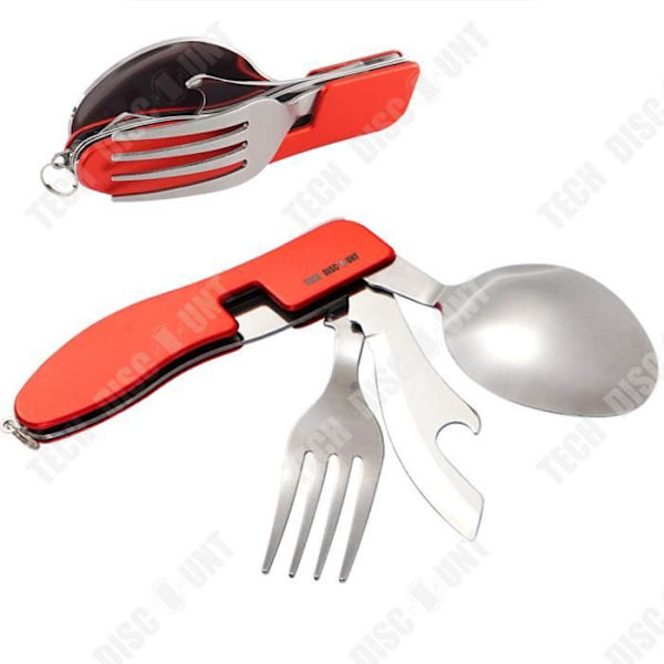 TD® Udendørs camping barbecue bestik sæt, foldbar kniv, gaffel og ske, bærbar tre-i-en i rustfrit stål