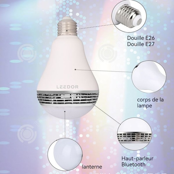 Bluetooth-högtalare - INNOVTEC - LED-lampa 8W - Trådlös fjärrkontroll - Väckningsfunktion - Dimbar