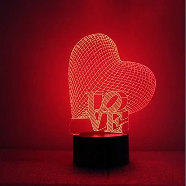Konst bordslampa 3D visuell nattlampa Färgglad gradient romantisk gåva usb led sovrum sänglampa Love@Z18529