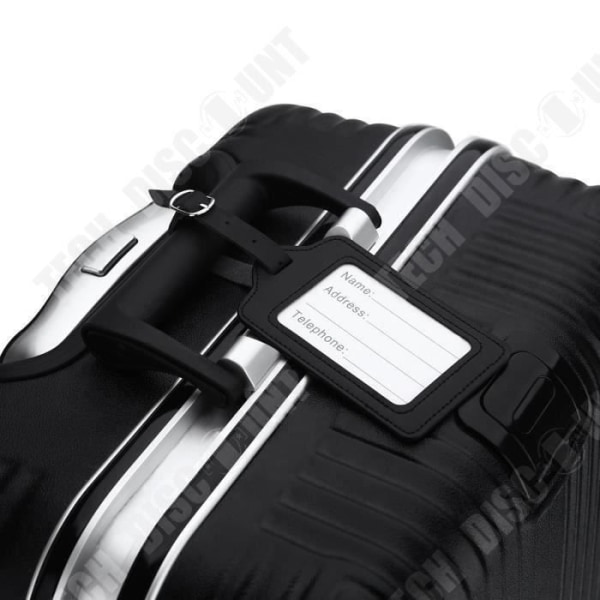 TD® Set med 2 Svart Läder Bagagelapp Resbagage Handväska Identifiering Resväska Handtag Fäst Etikett Tag Etikett