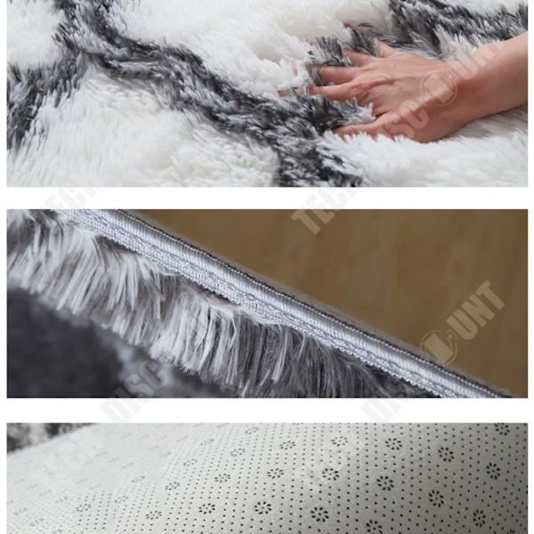 TD® NAZAR TRELLIS Shaggy Vardagsrumsmatta - Berberstil - 120 x 160 cm - Kolgrå och vit