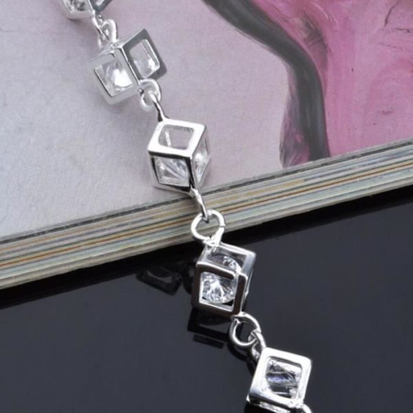 Armband - TD® - Skelett - Silverpläterad metall - Fyrkantig design - 21 cm längd silverpläterad koppar