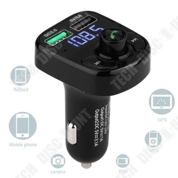 TD® Billaddare Bluetooth FM-sändare Dubbel USB-port - Billaddaradapter - Bluetooth FM Bilutrustning