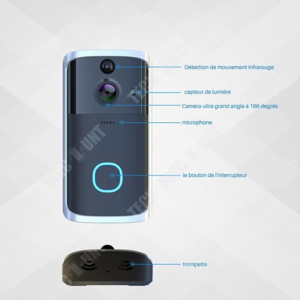 TD® trådlös fjärrkontroll Videodörrklocka Smart WiFi Villaskärm Röstintercom Smart HD Night Vision Infraröd avkänning