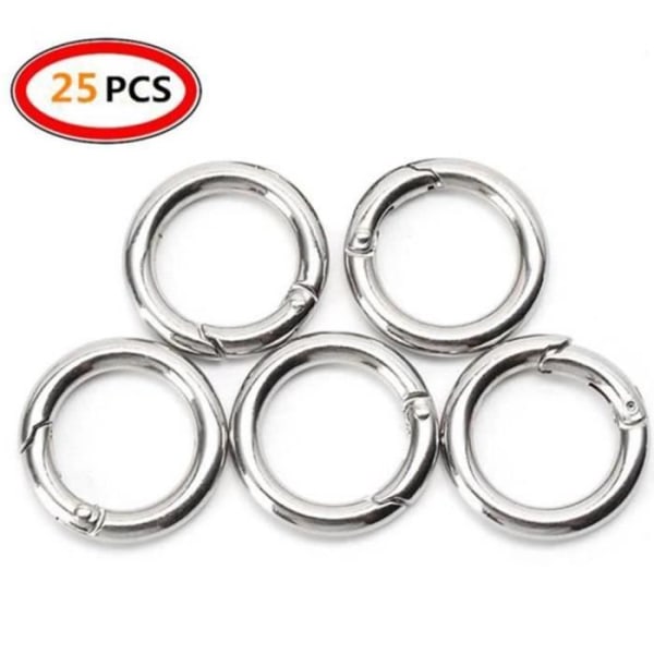 TD® Set med 25 nyckelringskarbinhakar för att hänga nyckelringskarbinhake figur arbetsdiameter 25 mm silverfärg hög kvalitet