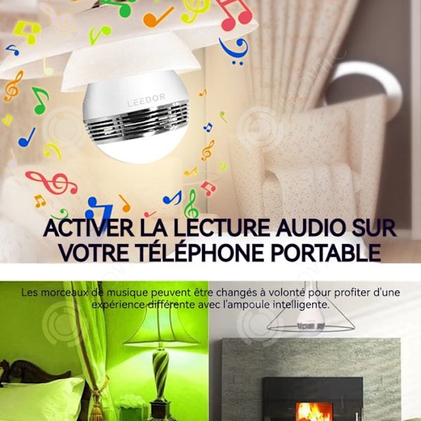 Bluetooth-højttaler - INNOVTEC - LED-pære 8W - Trådl remote - Vækkeur funktion - Dæmpbar
