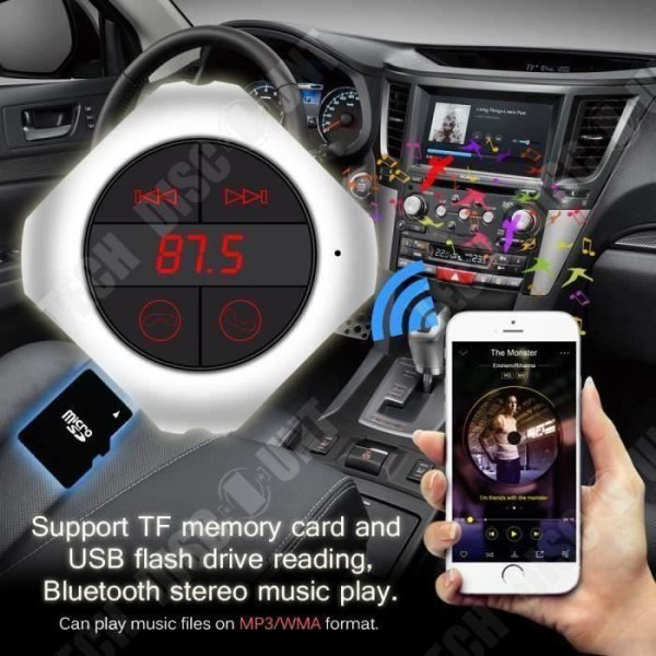 TD® Bluetooth FM-sändare Dubbel USB MP3-spelare, radio, SD-kort - Bluetooth bilsats Handsfreesamtal TEC5840333777461