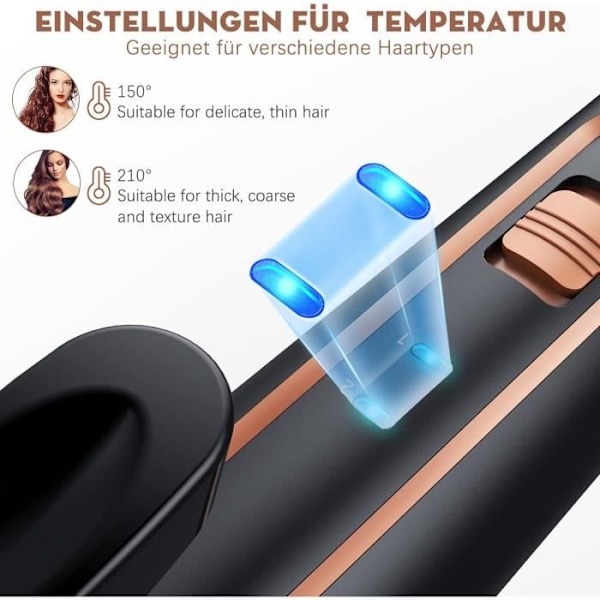 BESTOPE PRO 5 i 1 locktång set - 3 tunna locktång för stora lockar keramiska locktång med olika tillbehör