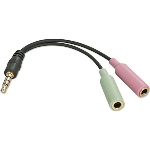 Adapter Jack 3.5mm til headset/mikrofon til 2 Jack - Sort - 0,1 m - Lyt til musik og foretag opkald