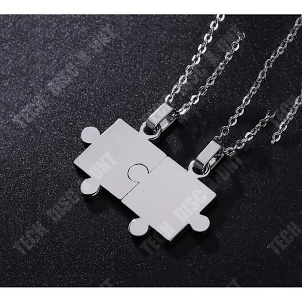 Pendentiv halskæde - TD® - Geometrisk puslespil - Rustfrit stål - Sølv - 60 cm Pengar