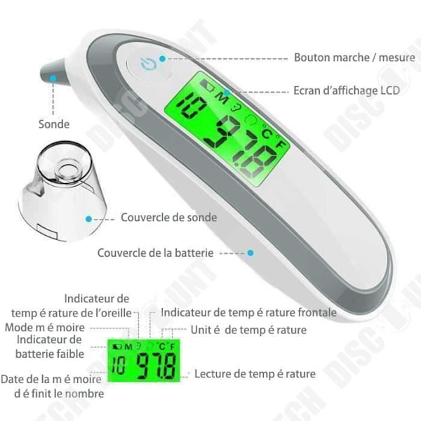 TD® Infrapuna- ja korvather mometrin digitaalinen lämpömittari ammattilaiskäyttöön vauvoille ja lapsille lämpötilan mittamiseen
