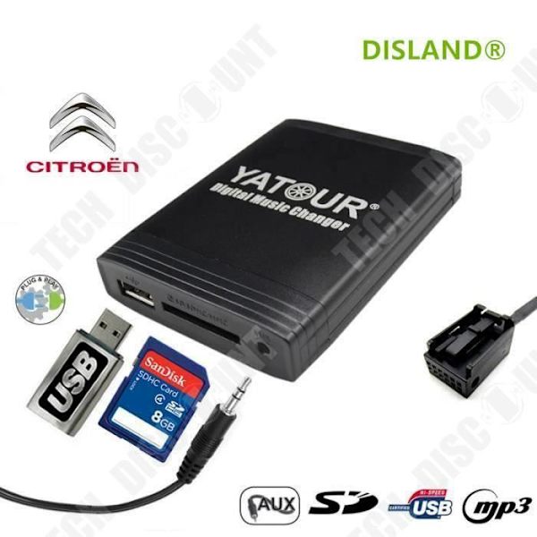 TD® Interface USB MP3 SD AUX bilradioadapter til Citroën RD4 / Multifunktionel / Stor Kompatibilitet / Holdbar