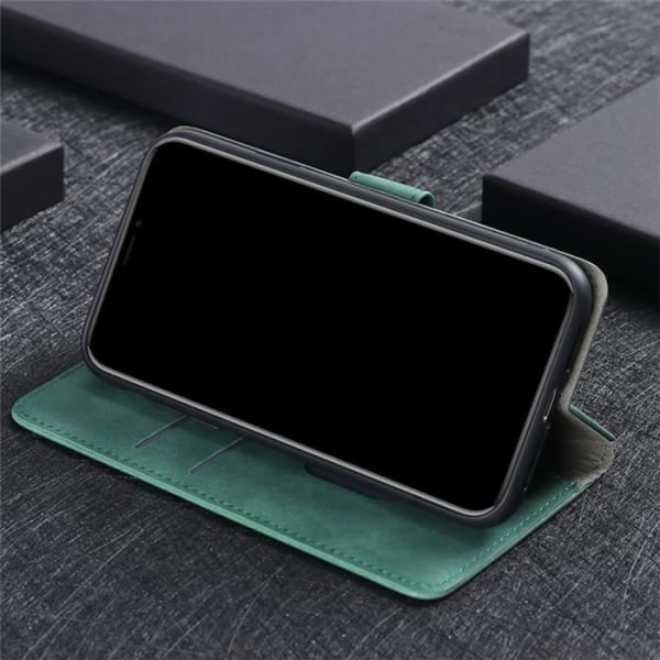Telefonfodral - TD® - Grön - Fallskydd - Läder - Inbyggt stöd Grön