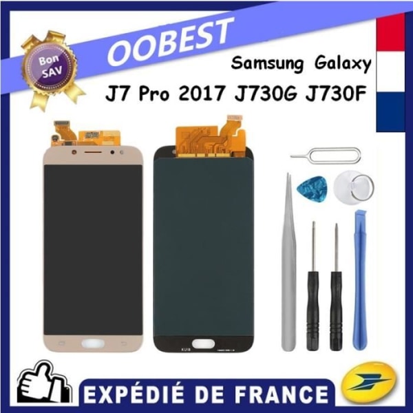 Komplett lcd pekskärmsglas - Guld För Samsung Galaxy J7 2017 SM-J730F + Verktygssats