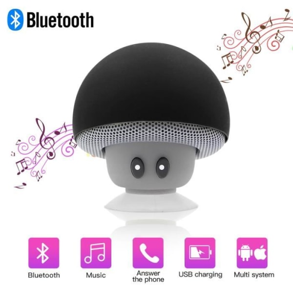 Mini trådlös Bluetooth-högtalare med sugkopp för smartphone och surfplatta - Svart