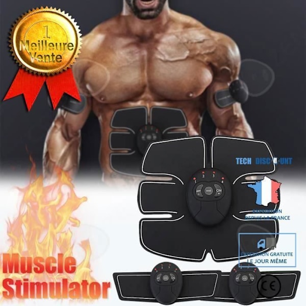 CONFO® elektrostimulationsbælte abdominal apparat patch muskel arm biceps mavemuskler stimulering elektroder sport fitness kvinde