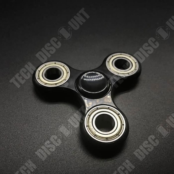 TD® Fidget Spinner - Hand Spinner - Kolmikäyräinen muovinen spinneri teräksillä, stressiä ja ahdistusta lievittävä lelu. Musta