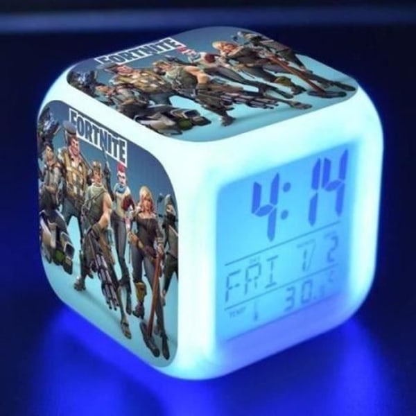 Fortnite LED-tryckt väckarklocka 7 färger Multifunktion Nattljus Kalender Termometer Barnpresent-2WINDEAL