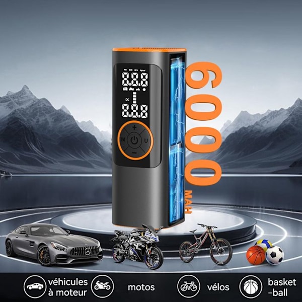 Sähkärinrenkaiden täyttölaite - INN - Langaton malli - 6000mAh - 150PSI - 4 täyttötilaa