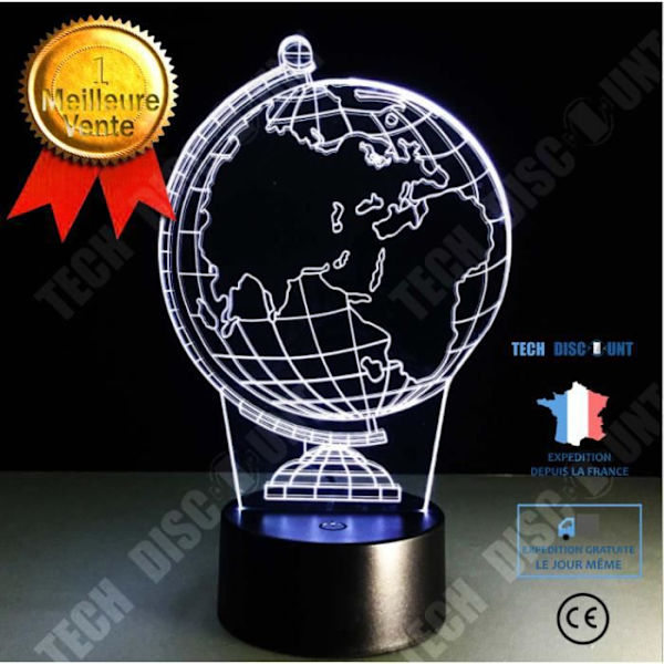 TD® 3D Jord Glob LED Natskærm 7 Farveskiftende Blinklys Bordlampe Baby Søvn Natlampe Nyhed Børn