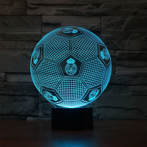 TD®Real Madrid fodbold lys 3D farverig berøringsfølsom LED visuel gave bordlampe natlampe sengebord atmosfære lys