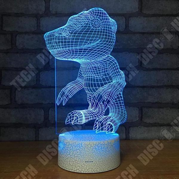TD® Dekorativ berøringsfølsom optisk lampe 7 farver optisk illusion - sød dinosaur - lavt forbrug USB-kabel 3 AAA batterier