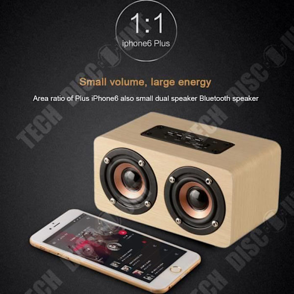 TD® Bluetooth Hi-fi - Puinen Keltainen Vintage Retro Äänentoistin Musiikkikaiutin Akku