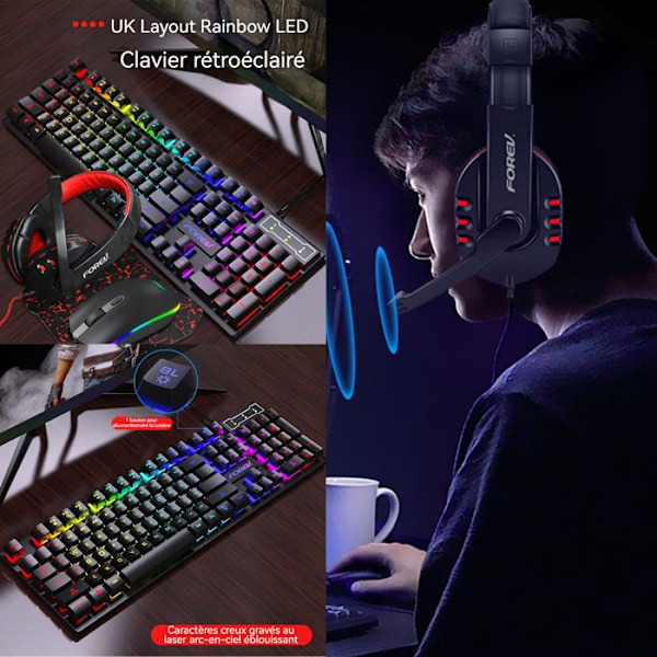 Tangentbord och Mus - TD® - Laddningsbar Set - LED-belysning med 7 färger - 3600 DPI - 104 tangenter