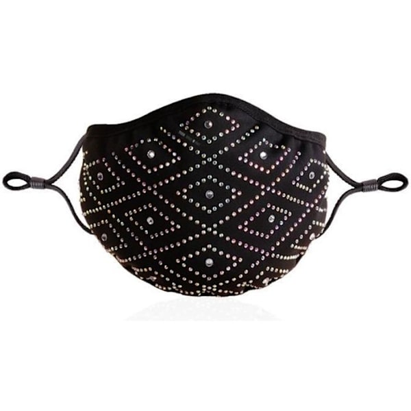 TD® Kreativ Farve Flash Diamant Strass Sommerfugl Stjerne Tøj Maske Diamant Sort Strass