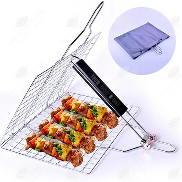 HTBE® Grillværktøjer Udendørs grillnet i rustfrit stål Grillklip i firkantet design Grillklip Fish holder
