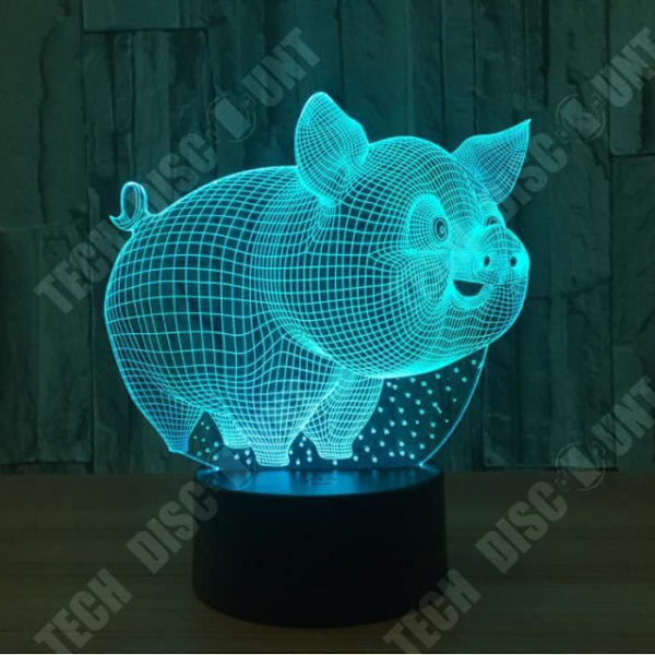 TD® Belle Cochon 7 Väri 3D Visual Led Led Yövalot Lapsille Kosketus USB Vauvansänky Nukkuminen Yövalo 3D Valo Lamppu
