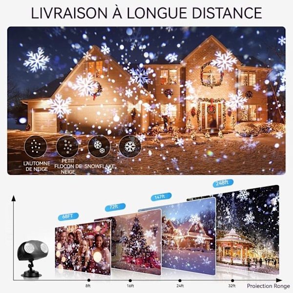 TD® Vedenpitävä LED-binokulaarinen lumihiutale valot Halloween joulu lumimyrsky projektorivalot näyttö lumihiutale projektori