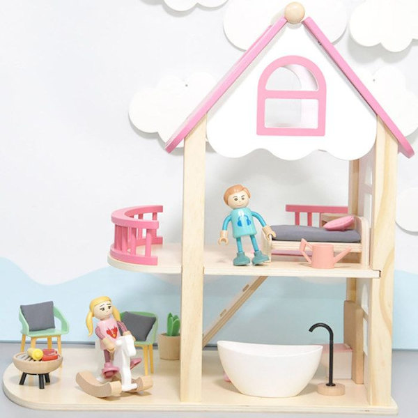 Miniature hus DIY TD® 35*23.5*36cm Økologisk vandbaseret maling Sjove legetøj