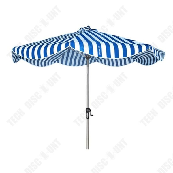 TD® Parasolfanger med manivell i aluminiumlegering, med sentral søyle, stripete paraply med bue, regnbeskyttelse og solskjerm uten base