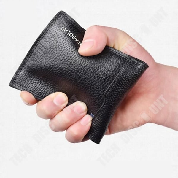 Plånbok - TD® - Man/Kvinna - Svart Skinn - Fack - Allt-i-ett kortfack