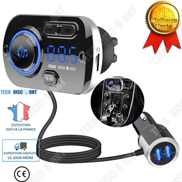 TD® Bluetooth-adapter til biler / Kraftfuld enhed til musikafspilning, videoopkald, tilslutning til cigarettænderen