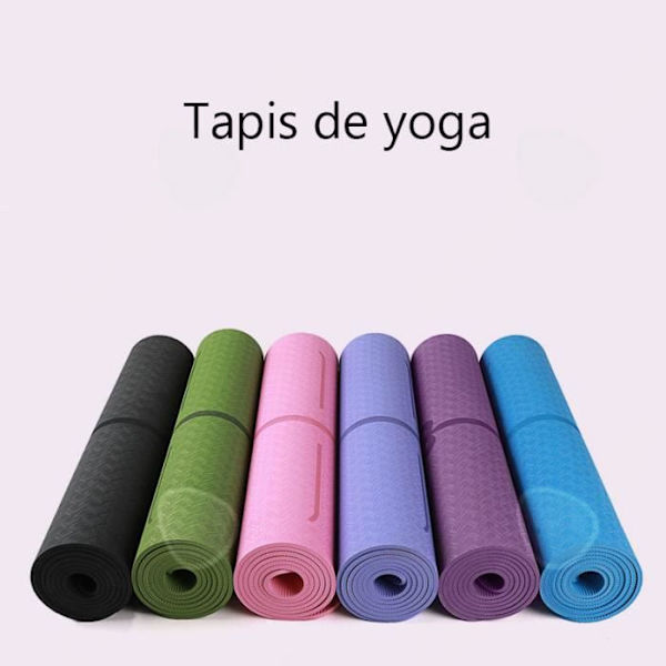Antiskrid yoga måtte CONFOZEN - Tykkelse 6 mm - Kropsjusteringsmærker - Sort Svart