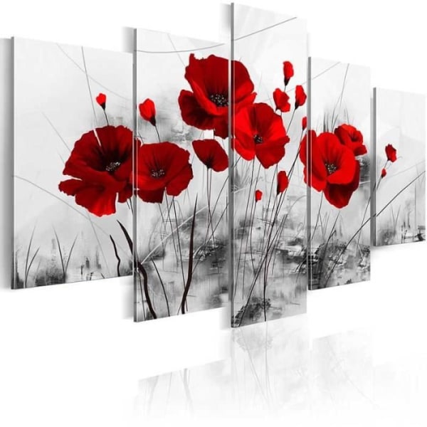 TD® bild röda vallmo på vit bakgrund duk målning blommor väggdekoration 5 st vertikala moderna fält oinramat vardagsrum