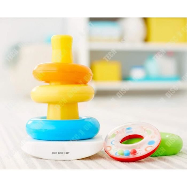 TD® pyramide baby rings stacking wood 9 months plastic nesting rainbow multicolored toy educational game child puzzle circle Flerfärgad