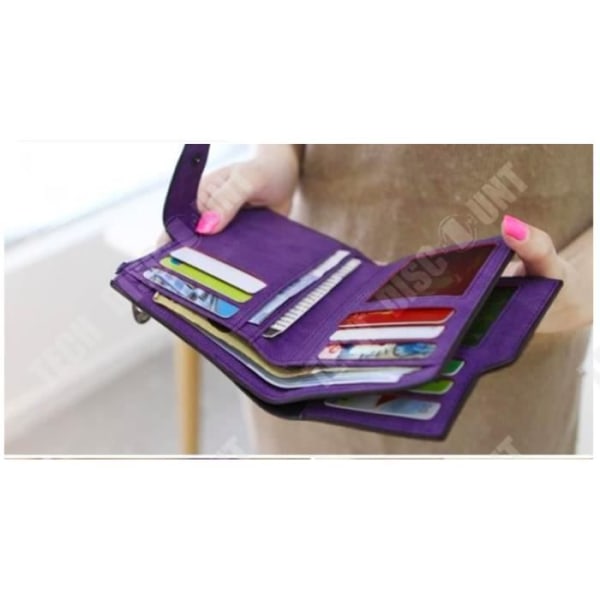 TD® Pung i PU-læder til kvinder Lilla Retro Multi-lomme organiserer til billeder, mønter og sedler med finish.