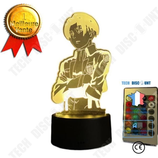 TD® 3D Illusioona Lamppu Led Yövalaisin Animoitu Attack on Titan Kapteeni Levi Ackerman Figuurilamppu 7 Väriä Kosketuslampun.