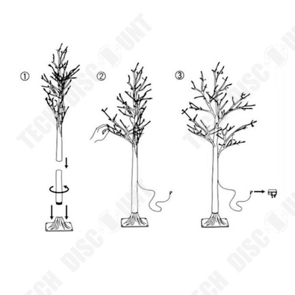 TD® Mini trädljus konstgjord björkkvist dekoration Fairy Lights 24 LED inomhus 60cm