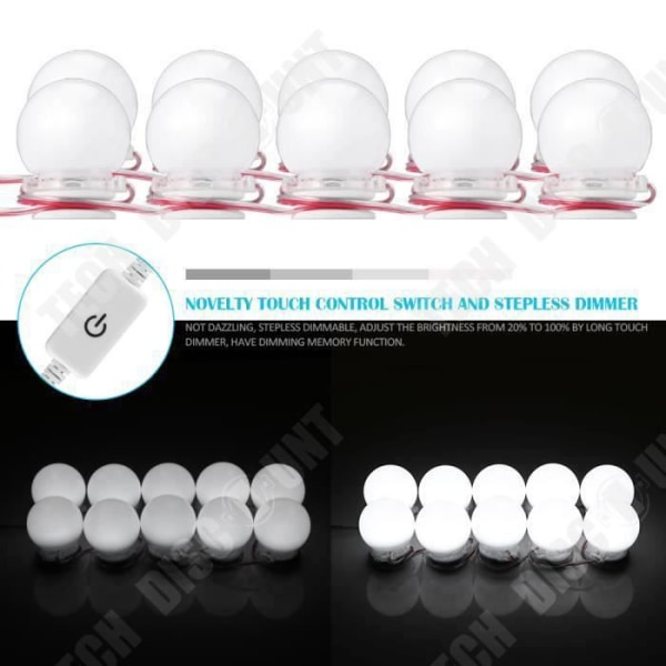 TD® LED Spejl Lampe 10 pærer LED lys kit til Hollywood stil badeværelse spejl til makeup lampe til spejl
